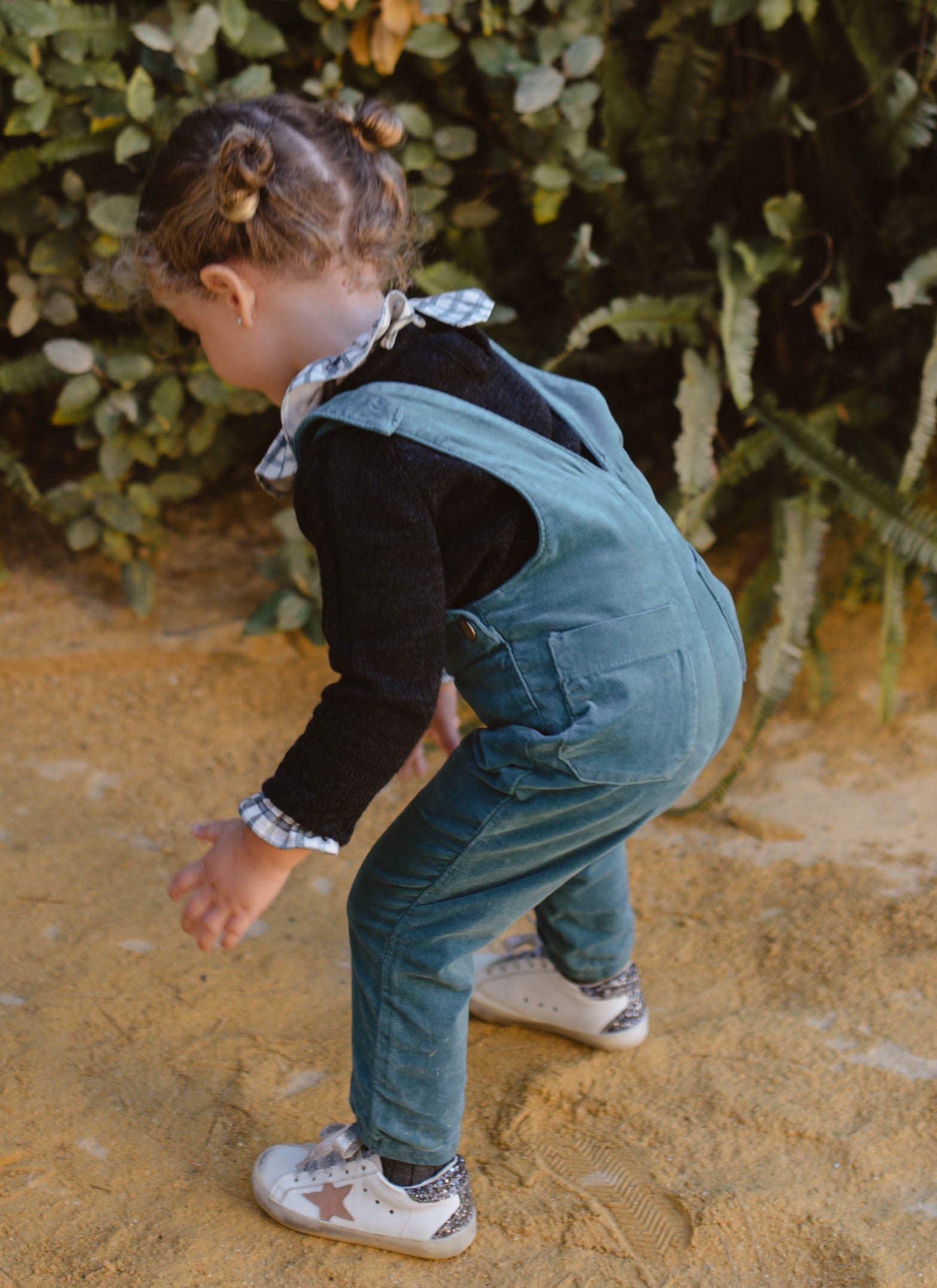 GREEN VELVET OVERALLS