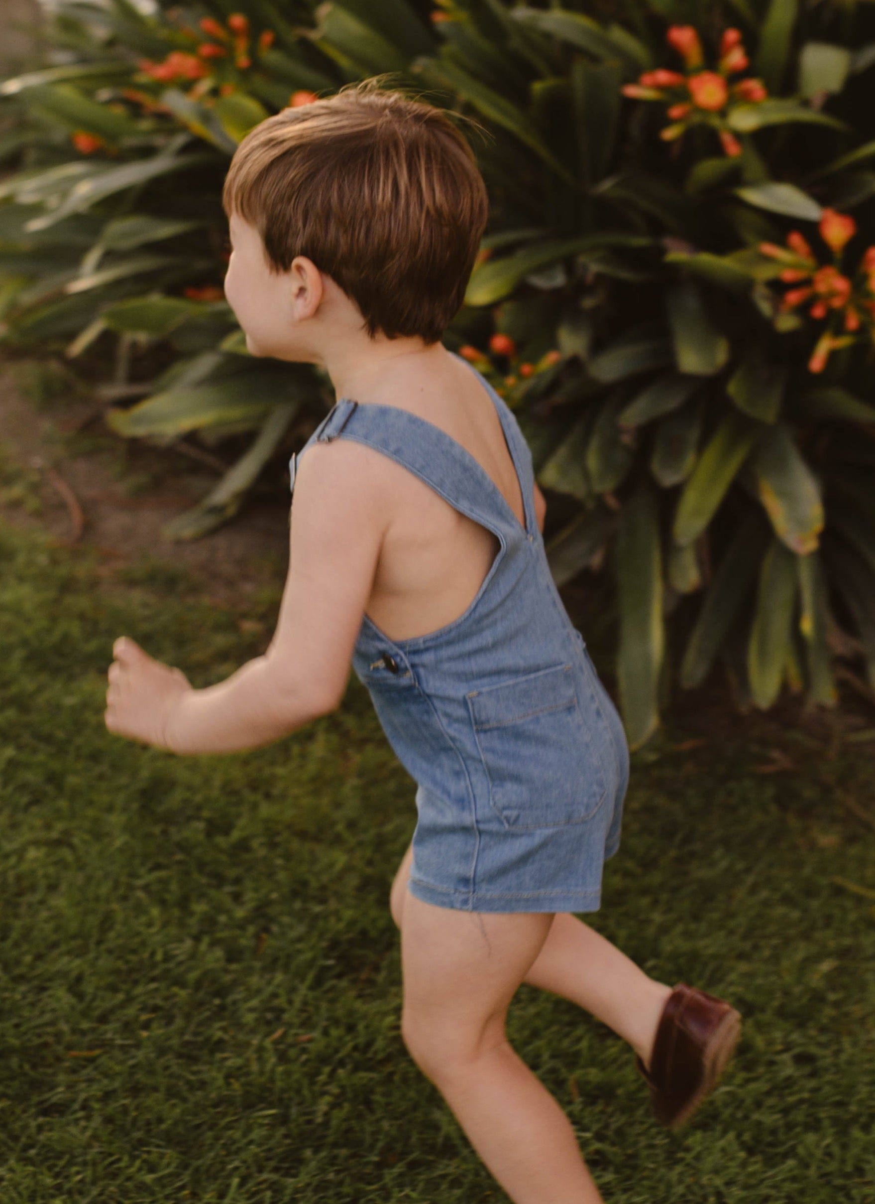 DENIM ELASTIC BERMUDA OVERALLS