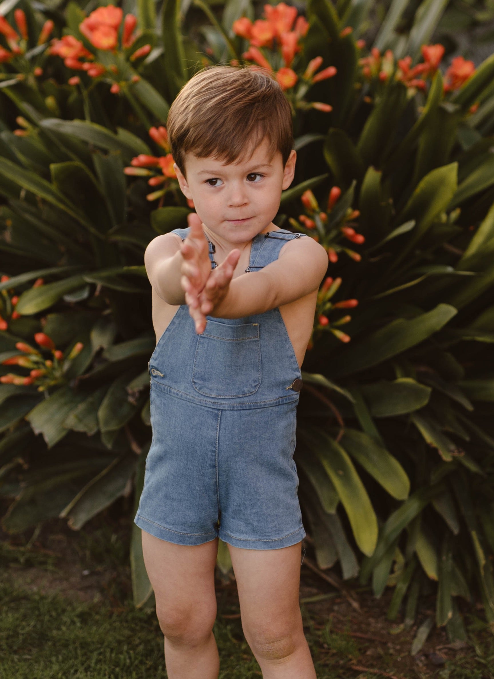 DENIM ELASTIC BERMUDA OVERALLS
