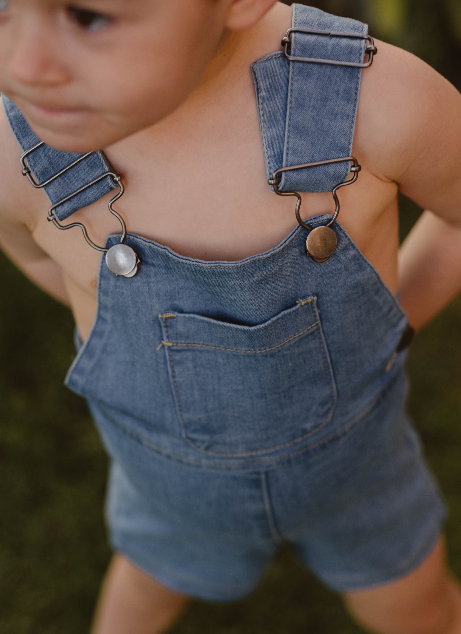 DENIM ELASTIC BERMUDA OVERALLS