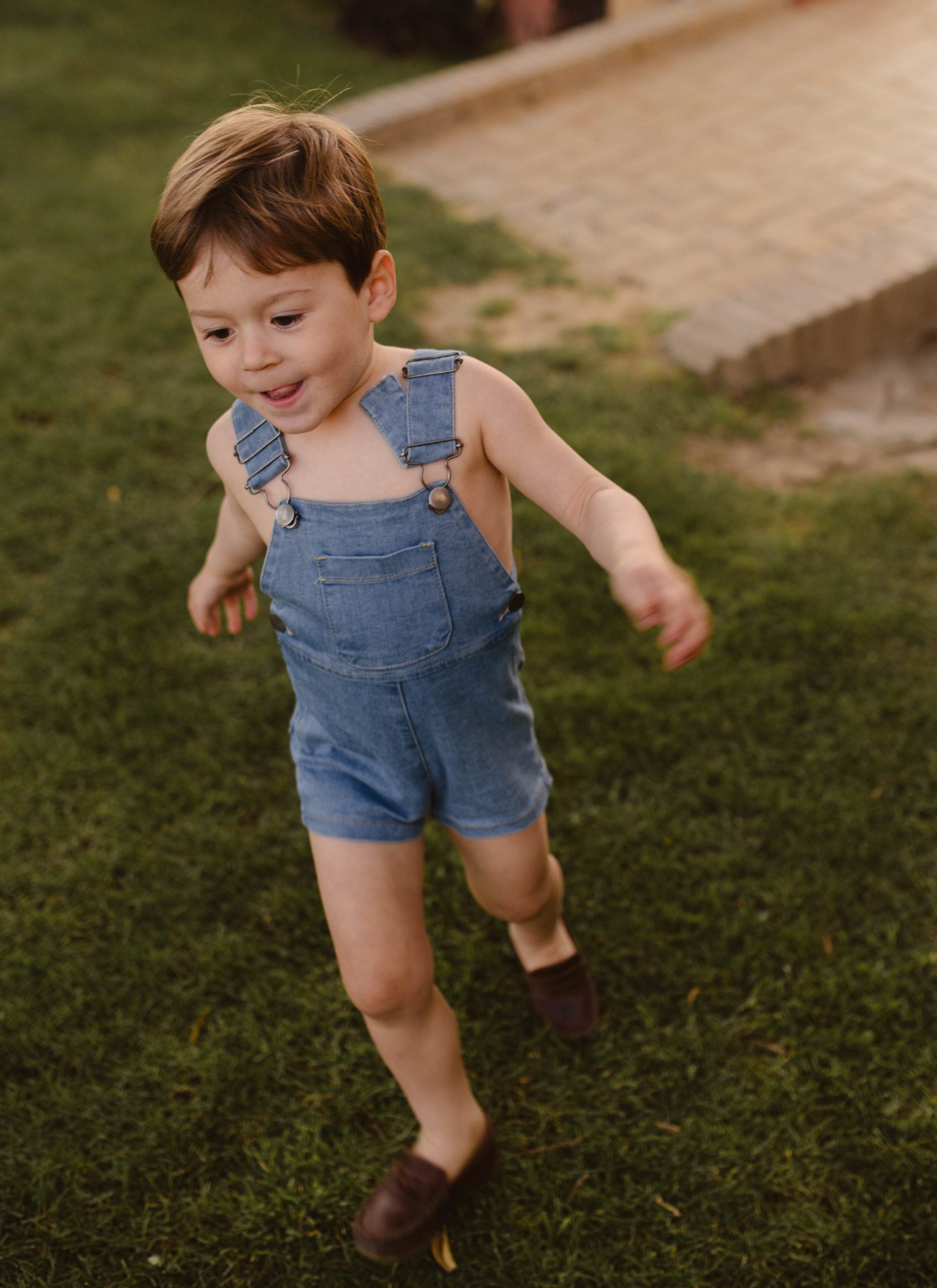 DENIM ELASTIC BERMUDA OVERALLS