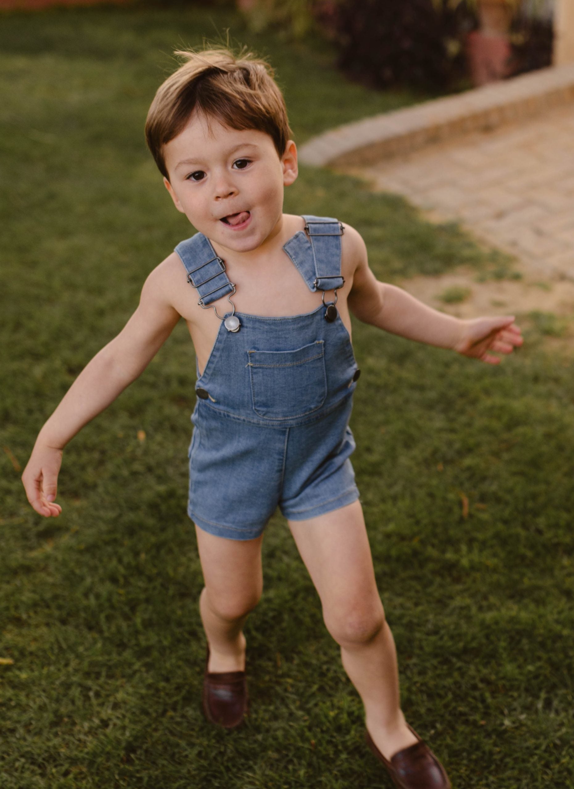 DENIM ELASTIC BERMUDA OVERALLS
