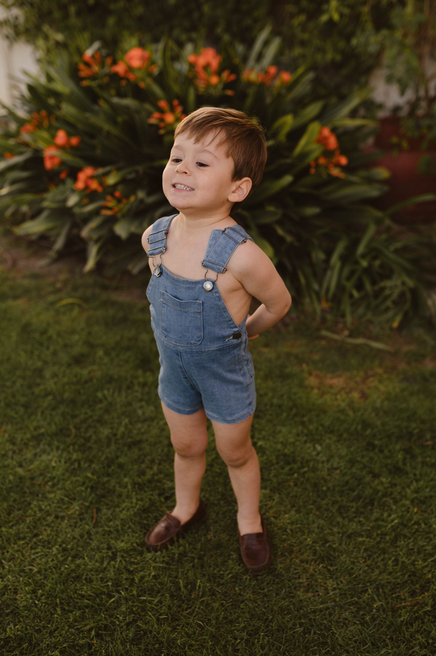 DENIM ELASTIC BERMUDA OVERALLS
