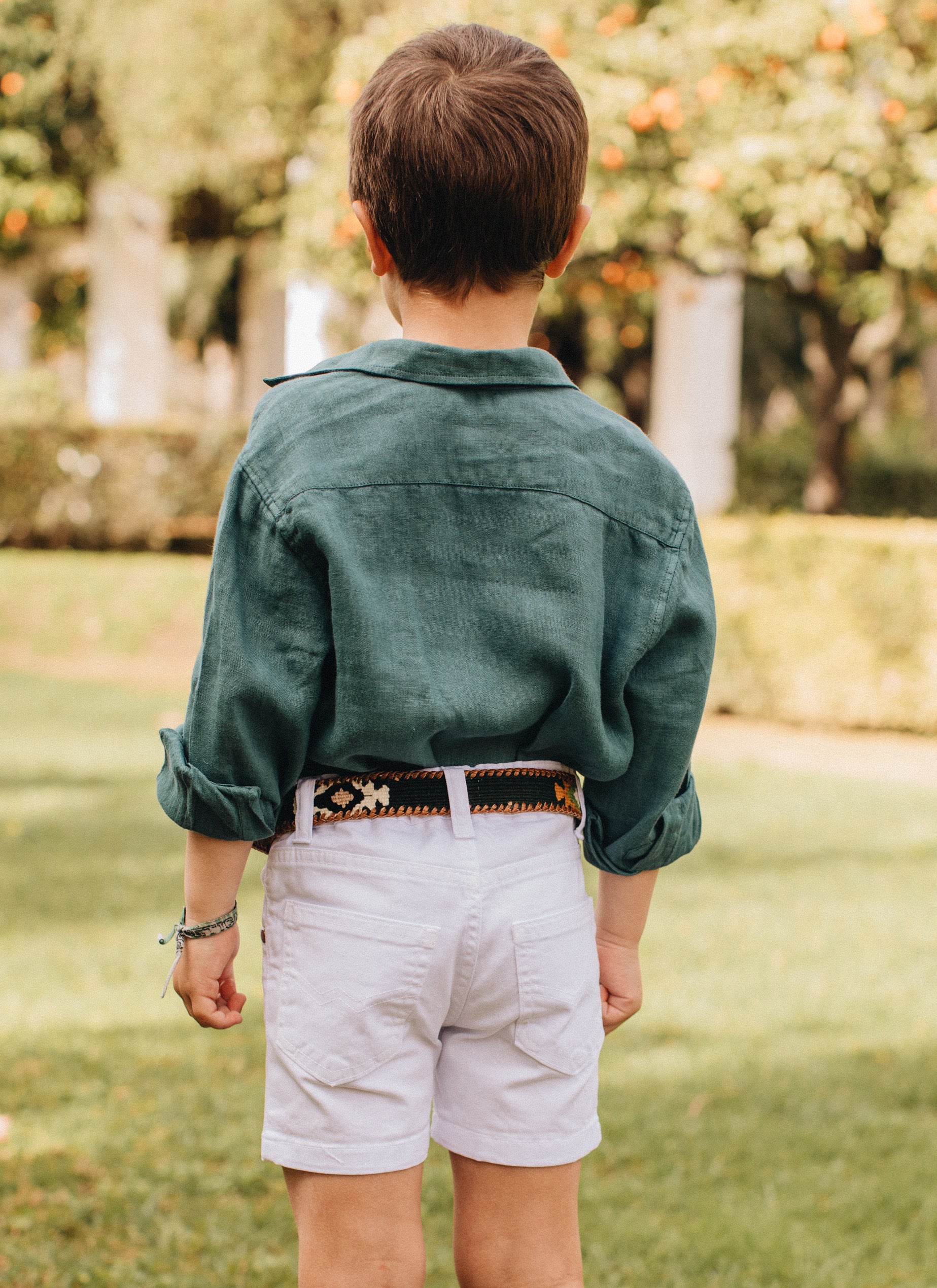 Bermudas 5 bolsillos elástica blanca para niños de 1 a 8 años